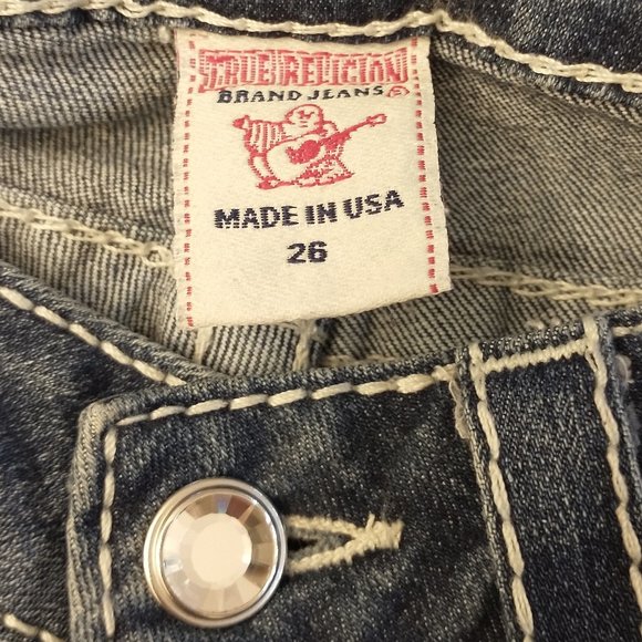 Women's True Religion size 26 low rise skinny jeans with crystal embellishments - Picture 12 of 13